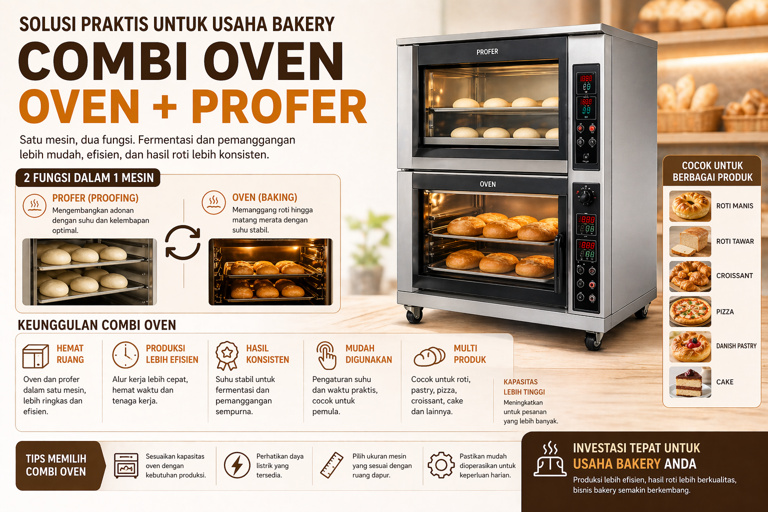 Mengapa Mesin Kombinasi Oven dan Profer Cocok untuk Usaha Bakery? Ini Keuntungannya!